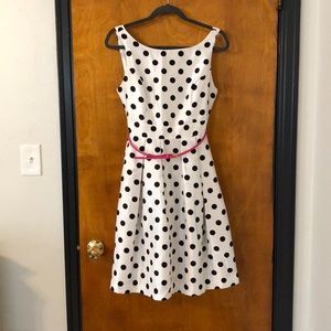 Black and White Polka Dot Dress with Belt